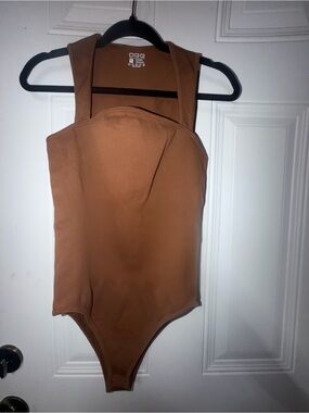 OQQ One-Piece Bodysuit in Warm Brown